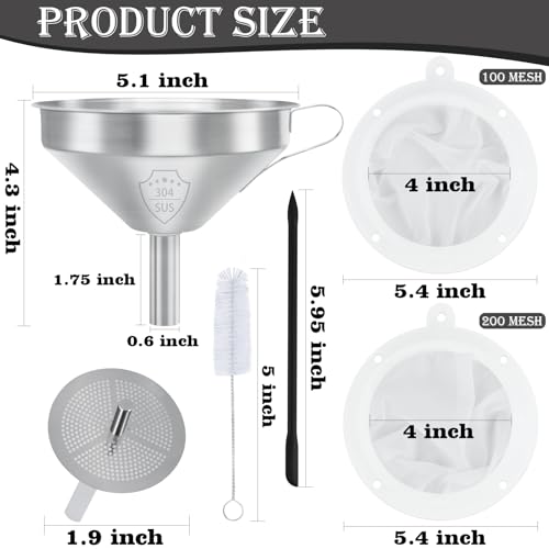 Kitchen Bottling Funnel, 5-inch 304 Stainless Steel Funnel