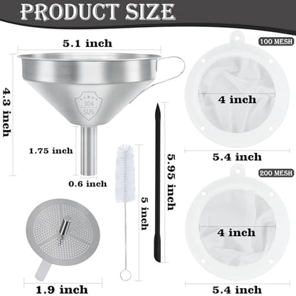 Kitchen Bottling Funnel, 5-inch 304 Stainless Steel Funnel