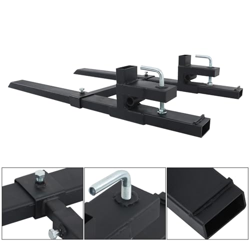 60 4000lbs Clamp on Pallet Forks Quick Attach Bucket Fork with Adjustable Stabilizer Bar Replacement for Tractor Attachments Skid Steer Loader Bucket