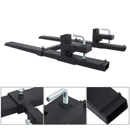 60 4000lbs Clamp on Pallet Forks Quick Attach Bucket Fork with Adjustable Stabilizer Bar Replacement for Tractor Attachments Skid Steer Loader Bucket