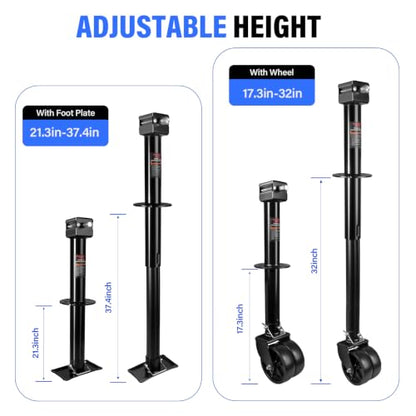 2-in-1 A-Frame Trailer Jack, 5000lbs Foot Plate & 2000lbs Dual-Wheel
