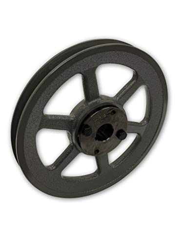 Single Groove 8.25" Cast Iron Electric Motor" H" Pulley/Sheave, Bushing Included, for 5/8" Top Width B/5L/BK/5LK Section V Belt, 1 Groove Pulley (5/8" Shaft / 0.625 Bore, BK85H) - size: 5/8" Shaft / 0.625 Bore
