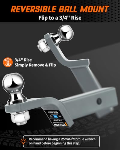 METOWARE Trailer Hitch Ball Mount 2" Drop Fits 2" Receiver, 6000Lbs GTW - color: Gray, size: 2" Drop