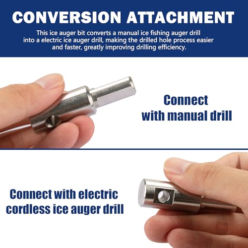 Ice Fishing Auger Drill Bit Adapter Fits 1/2" Plus Drill Chuck Attachment