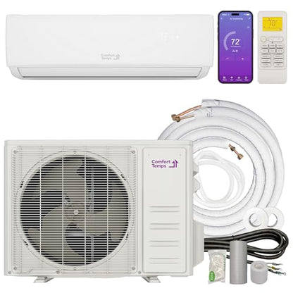 Comfort Temps Energy-Saving 18000 BTU / 230V Mini Split AC/Heating System – 21 SEER, Pre-Charged, Quiet & Comfortable Mini Split with WiFi & Complete Easy Install Kit (Elite Series)