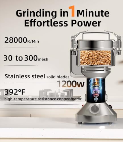 Electric Grain Mill 300g Home Flour Mill for Wheat Rice Corn Herbs Spices - size: 300g