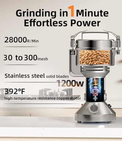 Electric Grain Mill 300g Flour Mill Home for Wheat Corn Rice Spices Herbs - size: 300g