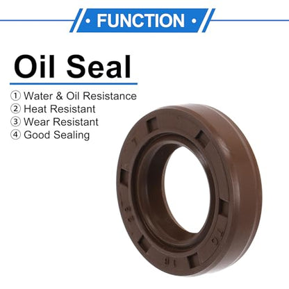 Universal Oil Seal TC Double Lip W Steel Spring Seal Ring Rotary Shaft Seal 16x28x7mm High Pressure FKM Rubber Brown 2 Pcs - size: 16x28x7mm