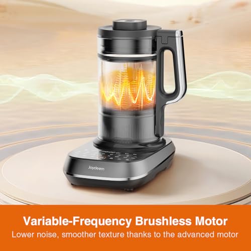 Joydeem Soymilk Maker Machine, Heated Blender with Grind Cup, Low Noise Variable Frequency Brushless Motor, 1.75L Capacity, Black, JD-B1Pro