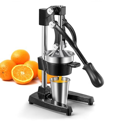 QCen Manual Citrus Juicer Cast Iron Heavy Duty Orange Press - color: Black