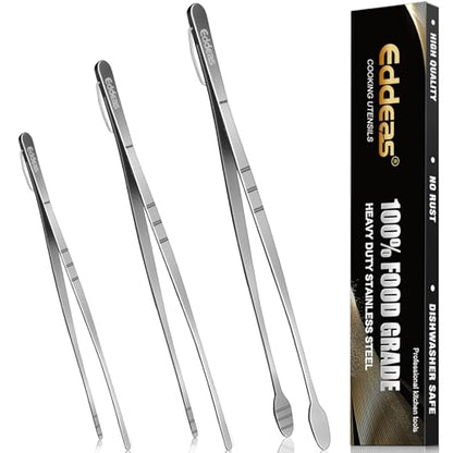 kitchen tweezers for cooking tweezers stainless steel tongs 12"10"8" - color: Stainless Steel 3Pcs, size: 8+10+12 inch