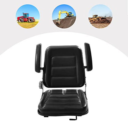 Universal Fold Down Forklift Seat, Tractor Seat with Adjustable Angle Back Armrest Lawn Mower Seat for Tractor Excavator Skid Loader… - style: with Adjustable Angle Back Armrest