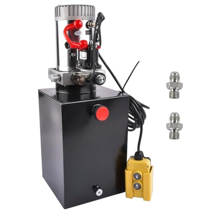12 Quart Single Acting Hydraulic Power Unit 12V DC Hydraulic Power Unit SAE #6 Port 2880 RPM 2950 PSI with Steel Reservoir for Dump Trailers, Truck Lifts, Car Lifts Mustrod - size: 12 Quart Single Acting