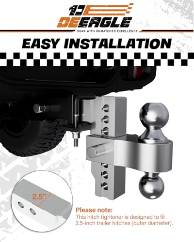 DEEAGLE Hitch Tightener Anti Rattle Stabilizer for 2.5" Trailer Hitch - size: 2.5 inch, style: Black