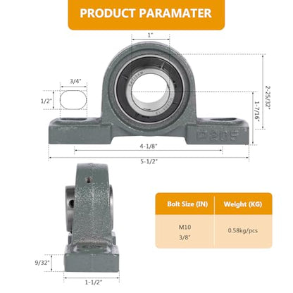 Pillow Block Bearing (UCP205-16,2PCS)