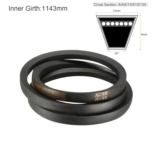 uxcell A45 Drive V-Belts 45" Inner Length 13mm Width 8mm Thick JIS Standard A-Section Rubber Drive Transmission Belt - size: 45"