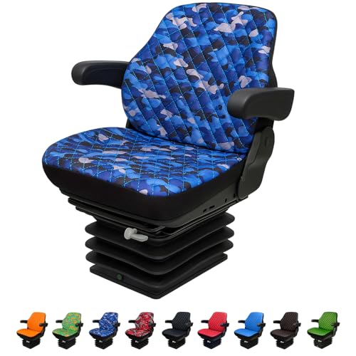 Heavy Duty Universal Tractor Seat Cover for Cabinet Tractors Without Headrest, Forklift Seat Cover, Camuflage Pattern, 8 Colors (Impertex Blue Camuflage) - color: Impertex Blue Camuflage