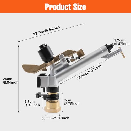 1.5" Impact Spray Gun Sprinkler, 360° Adjustable
