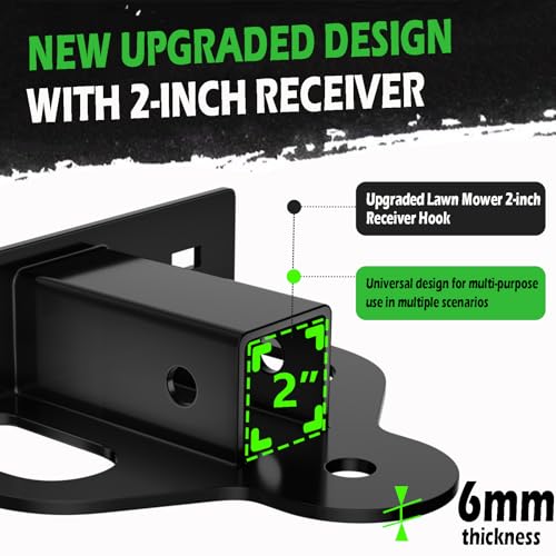 Upgraded Zero Turn Lawn Mower Hitch with 2" Receiver, 6mm Thicker Heavy Duty Steel Bolt On Trailer Hitch Receivers, Compatible with Many Models Lawn Mower, Tractor, Trailer, Golf Cart, ATV Etc. - size: 2 Inch Lawn Mower Hitch