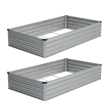 Vengarus 2PCS 8x4x1ft Galvanized Raised Garden Beds Kit,Planter Box Silver - color: Silver, size: 8x4x1FT(2PCS)