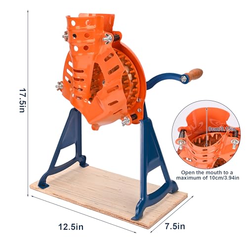 Corn Sheller Hand Crank, Steel Corn Cob Thresher with Stand