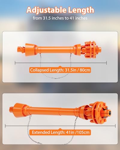 Heavy-Duty Adjustable PTO Slip Grip, 1-3/8" 7-Groove Ends, 31.5in-41in
