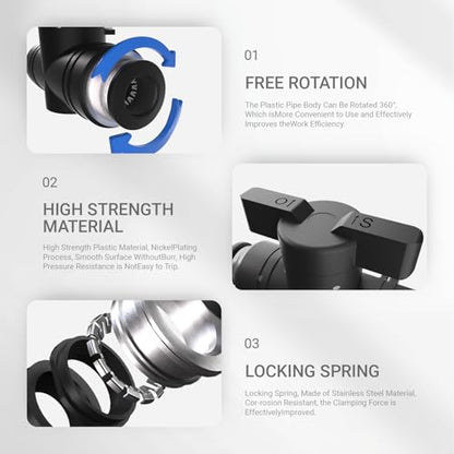 1/4 Push To Connect Valve,Shut Off Air Flow Control Fittings - color: Black BUC, size: 1/4"OD