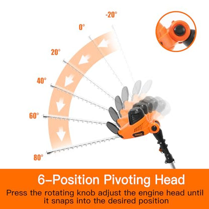 GARCARE Electric Pole Hedge Trimmer with 18 inch Dual-Action Laser Cut - size: Pole Hedge - 18 inch