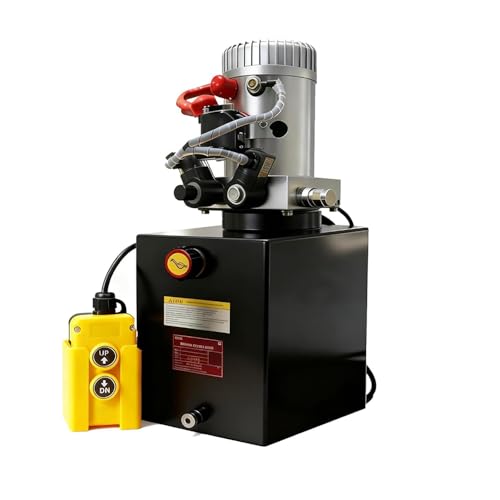 ParnicoTech 6 Quart Hydraulic Power Unit, Double Acting Hydraulic Pump 12V DC, 3200 PSI Max Relief Pressure, Power Unit Metal Reservoir for Dump Trailer Car Lifting, SAE # 6 Port, Steel - color: 6quart