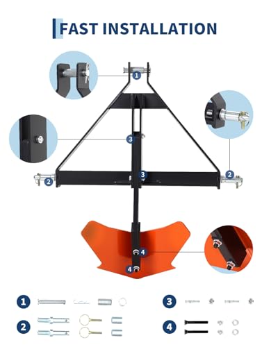 Heavy Duty 3-Point Quick Hitch Middle Buster Plow for Category 1 Tractors