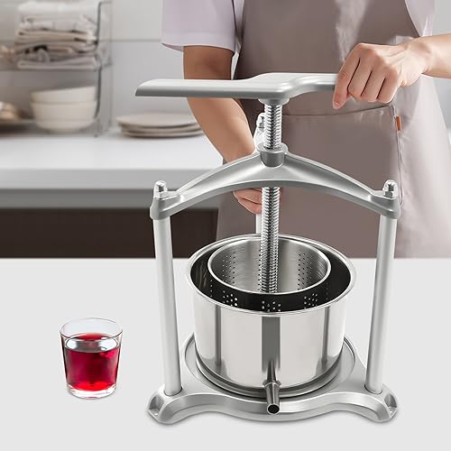Fruit Wine Press, 0.8 Gal Manual Press Machine with Dual Stainless Steel Barrels, Ergonomic Design for Cider, Tincture, Cheese, Vegetables (3L) - size: 3L