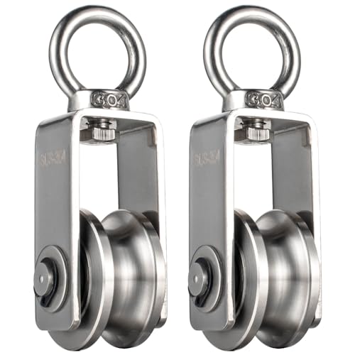 Cable Pulley Wheel Stainless Steel, Bearing Inside, Rope Pulley for Pulley System, Gym Equipment, Clothesline, 2 Pack - size: Swivel pulley