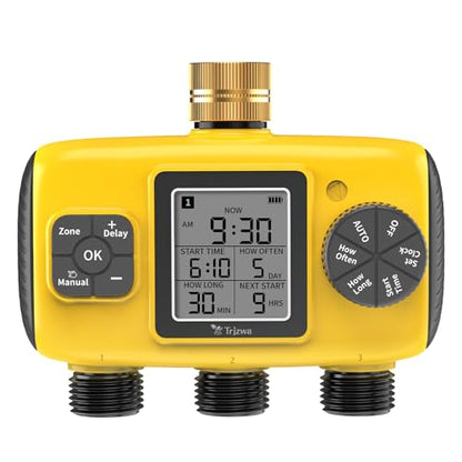 3 Zone Sprinkler Timer for Garden Hose, Brass Inlet Yard Irrigation