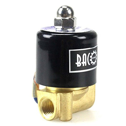 BACOENG 1/4" DC12V Electric Solenoid Valve (NPT, Brass, Normally Closed) - size: 1/4"NPT-Brass
