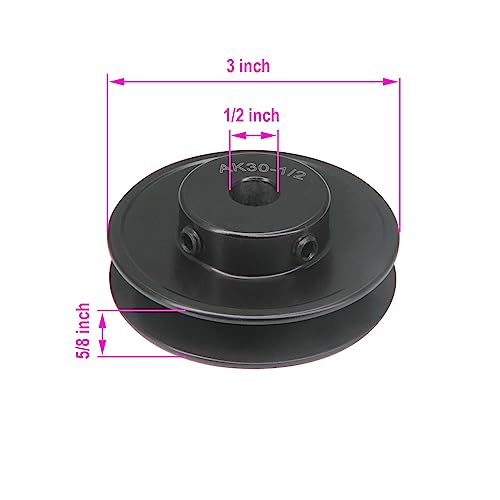 AK30-1/2 Bore Single Groove Web Sheave 3" OD 1/2" Bore V Belt Sheave Cast Iron - size: 1/2"Bore-3"OD