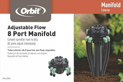 Orbit 2- Pack Adjustable Flow 8-Port Drip Irrigation Manifold for 1/4" Tube - 61008P