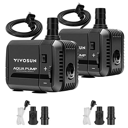 VIVOSUN 2-pack 210GPH Submersible Fountain Water Pump for Pond, Aquarium - size: 6"×5"-210-2-pack