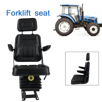 Tractor Suspension Seat, Adjustable Universal Replacement Seat W/Armrest W/Backrest, Compatible with Excavator Skid Loader Dozer (Black)