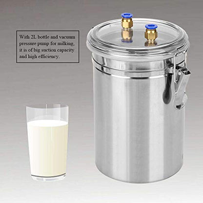 Yosoo Electric 2L 1/2 Gal Cow Electric Milking Machine Portable Impulse Sheep Goat Milking Device Machine Vacuum Pump Bucket Milker Double Head for Farm Household Milk(US Plug, Cow use)