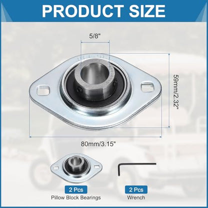 uxcell 2Pcs SBPFL202-10 Pillow Block Bearings 5/8" Bore Bearing Units Steel Flange Mounted Bearing Housing with Wrench - size: SBPFL202-10 (5/8" ID)