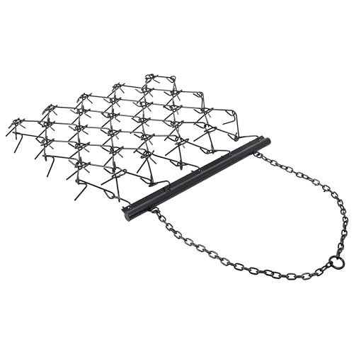 4FT Heavy Duty Steel Drag Harrow, Field Leveling Chain Rake for ATV UTV Compact Tractors, Black Coated Durable Construction