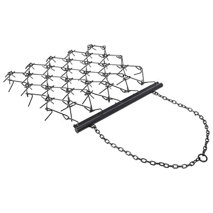 4FT Heavy Duty Steel Drag Harrow, Field Leveling Chain Rake for ATV UTV Compact Tractors, Black Coated Durable Construction
