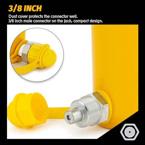 NEWTRY 10T Long Stroke 6" Hydraulic Ram Jack, Porta Power with Auto Retract - size: 10T