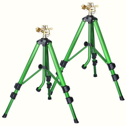 2Pack-Impact Sprinkler on Tripod Base, Heavy Duty Lawn Sprinkler 360° Coverage, Large Area Irrigation Sprinkler for Garden & Yard, Adjustable Height 16-37 Inch with Stable Base (2) CWS105201D-2