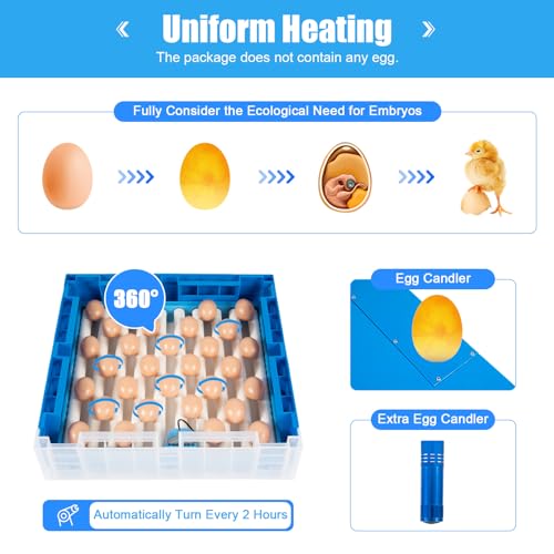 48 Egg Incubator, Automatic Egg Hatcher with Dual Power & Full Kit for Chicken Duck Quail Eggs, Digital Poultry Hatchery for Home Farm