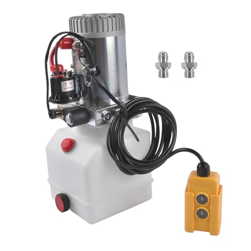 4 Quart Single Acting Hydraulic Pump 12V DC Hydraulic Power Unit Dump Trailer Plastic Tank Vahaha