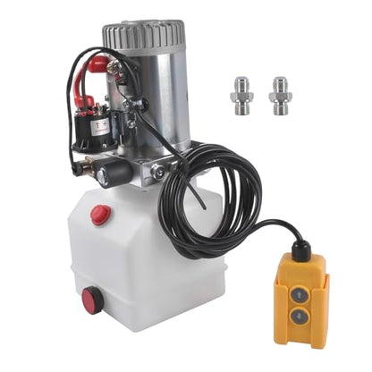 4 Quart Single Acting Hydraulic Pump 12V DC Hydraulic Power Unit Dump Trailer Plastic Tank Vahaha