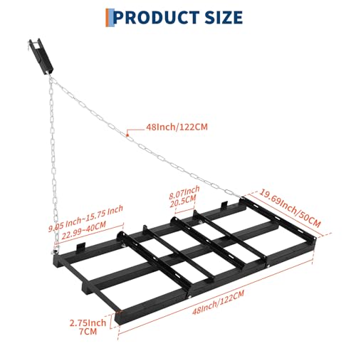 4FT Heavy Duty Drag Harrow for ATV/UTV with Adjustable Bars - color: Black
