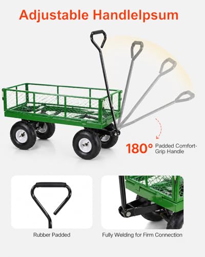 AAIN 600 lb Heavy-Duty Metal Garden Cart, Utility Wagon, 4 Cu. Ft.
