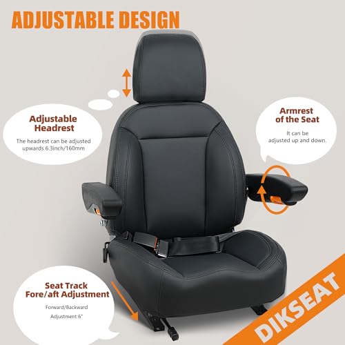 Universal Zero Turn Mower Seat,Forklift Tractor Seat with Safety Seatbelt,Micro Switch,Adjustable Backrest,Headrest Armrests Fits Zero Turn Seat Skid Steer Loader Dozer Telehandler(Black)